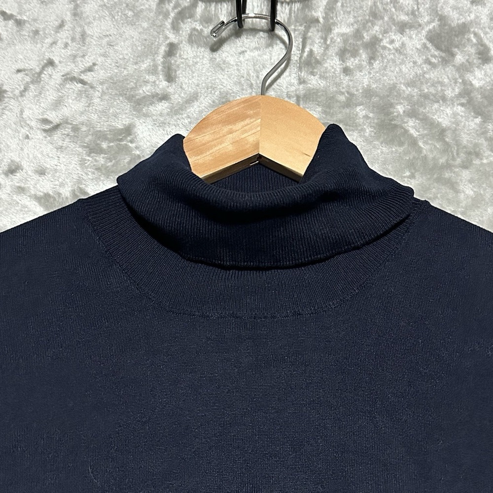 Zara Mens Turtleneck Sweater Mens Sz XL Blue Minimalist Ivy League Dark Academia - Picture 5 of 10